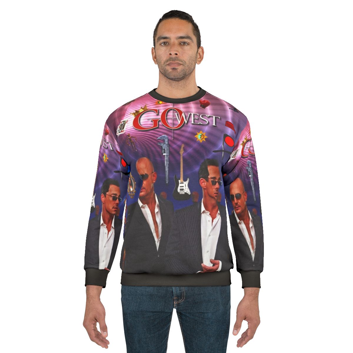 "Go West Band Sweatshirt featuring the iconic band logo"