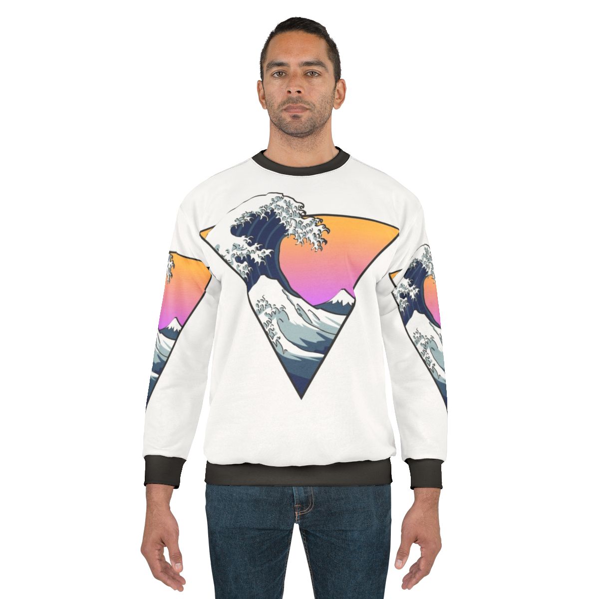 Ukiyo-e inspired 'Great Wave' aesthetic sweatshirt