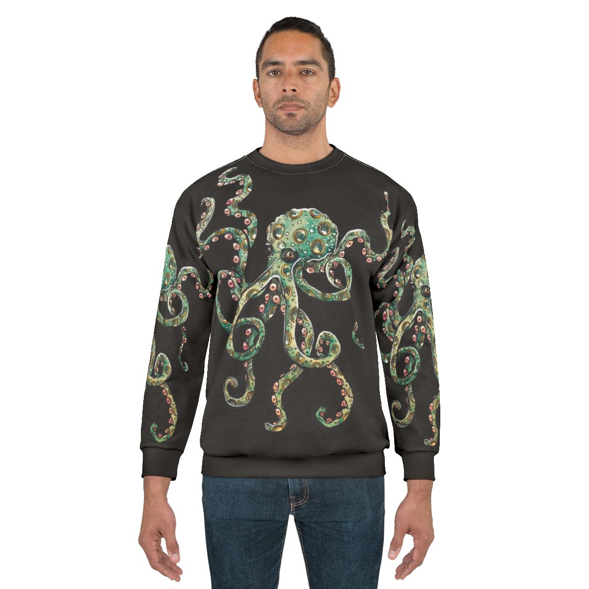 Watercolor green octopus sweatshirt
