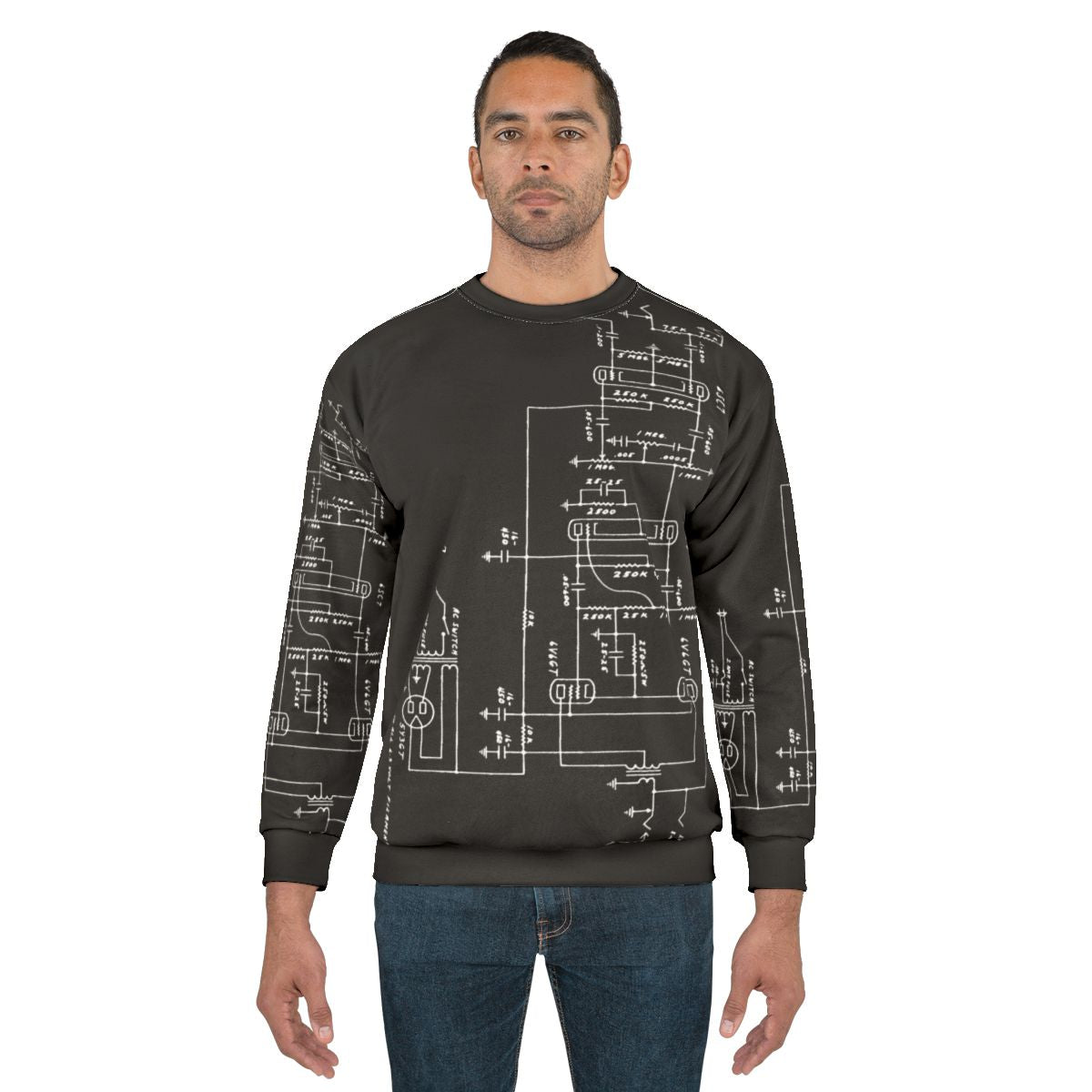 Amplifier tube schematic graphic sweatshirt for guitar and music lovers