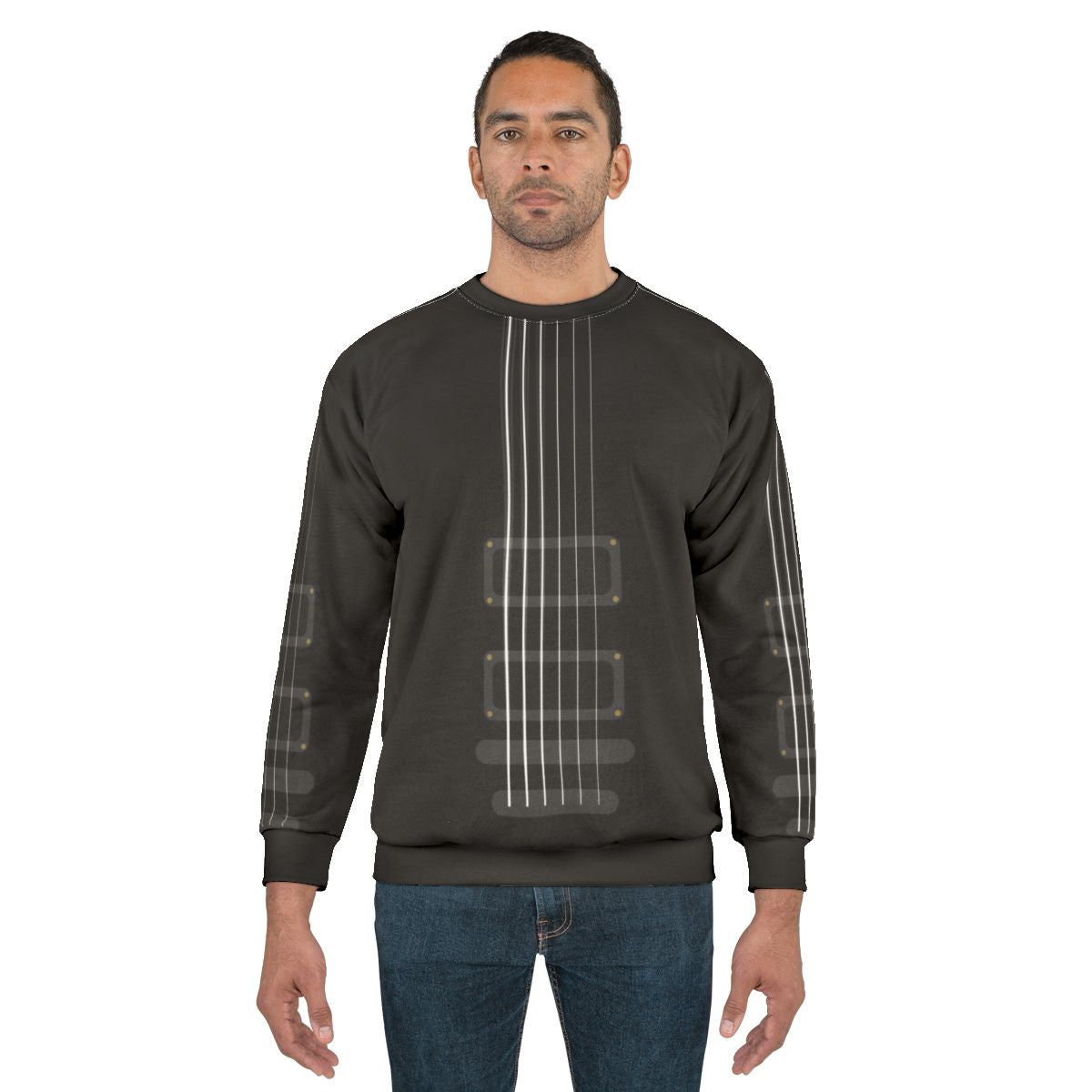 Guitar String Vibes Sweatshirt with Musical Instrument Graphic