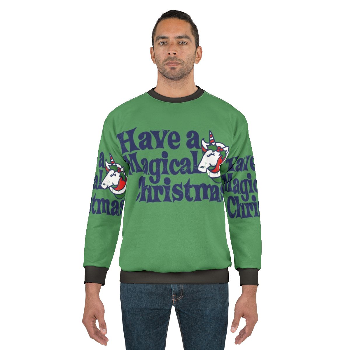 Have a Magical Christmas' unicorn design on a cozy sweatshirt