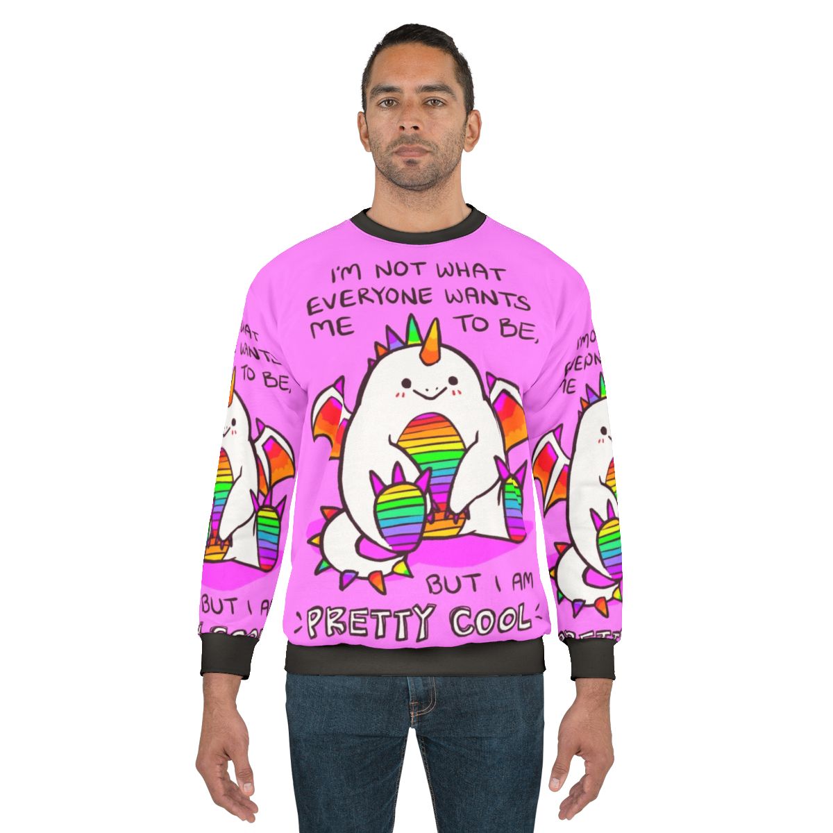 "Mental Health Awareness Rainbow Dragon Sweatshirt with Uplifting Self-Love Design"