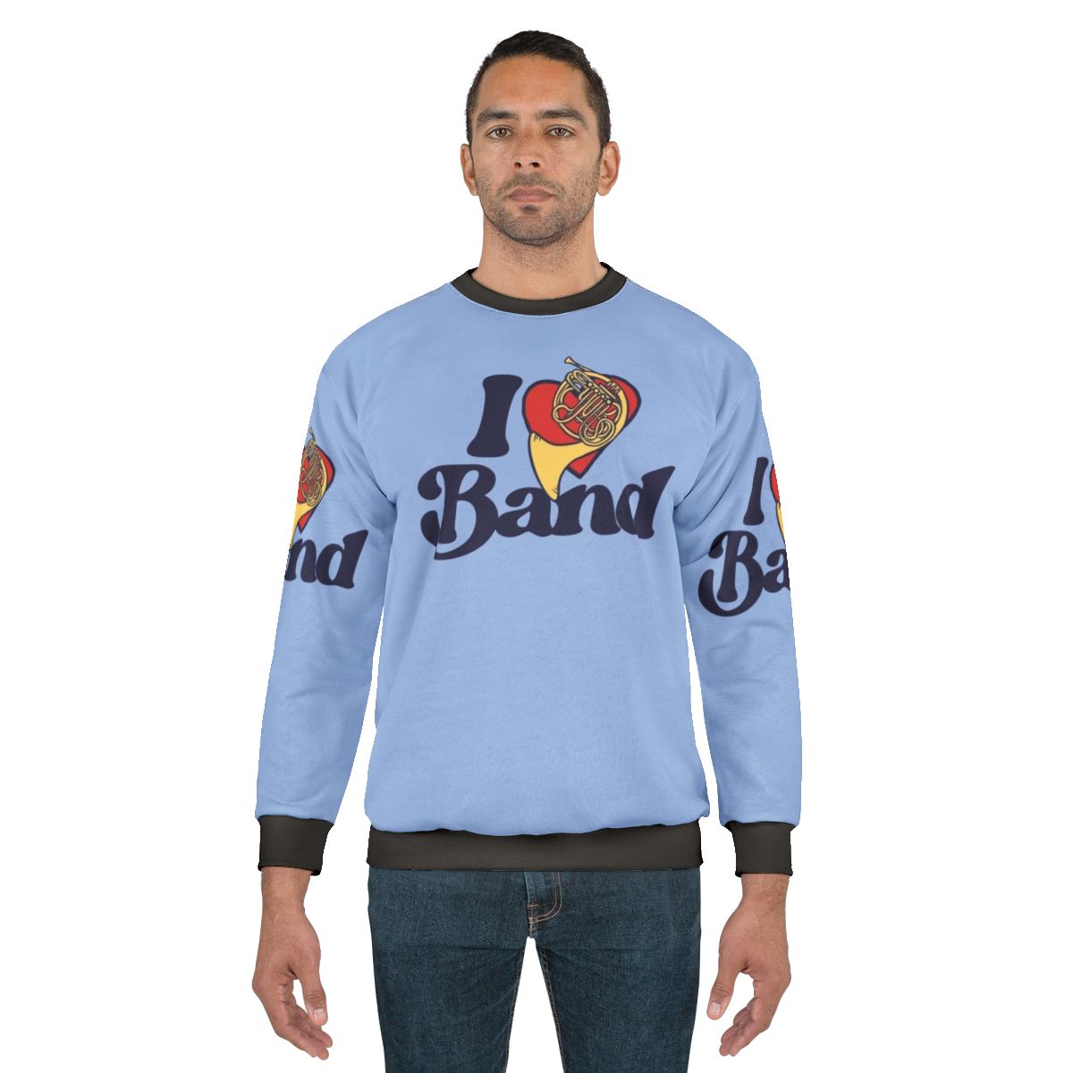 I Love Band Sweatshirt for French Horn Players and Music Lovers