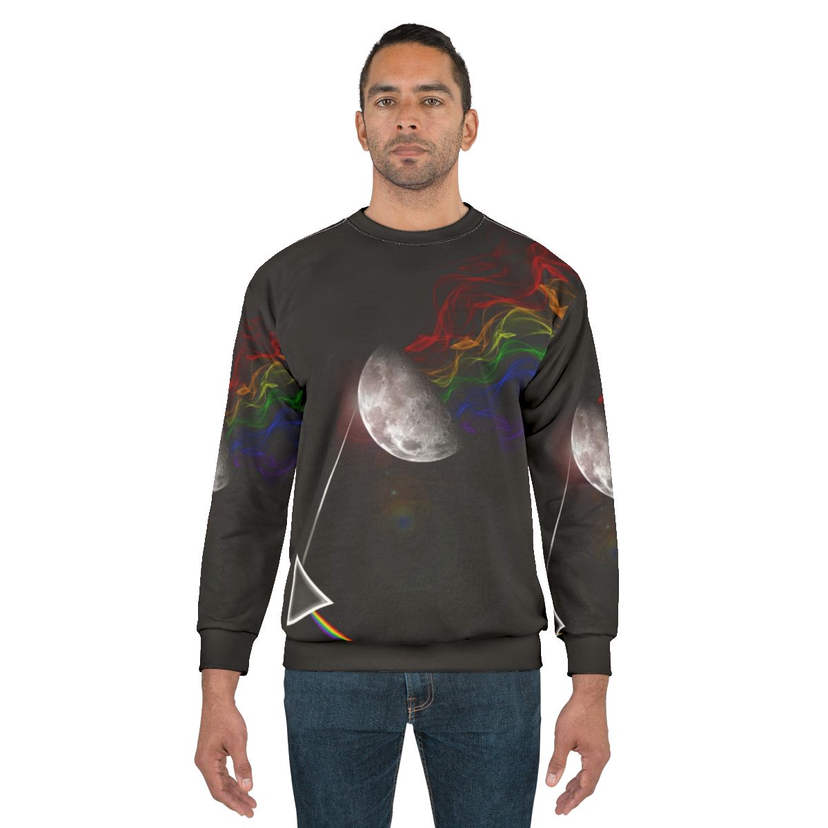 Dark Side of the Moon inspired Pink Floyd sweatshirt with abstract art