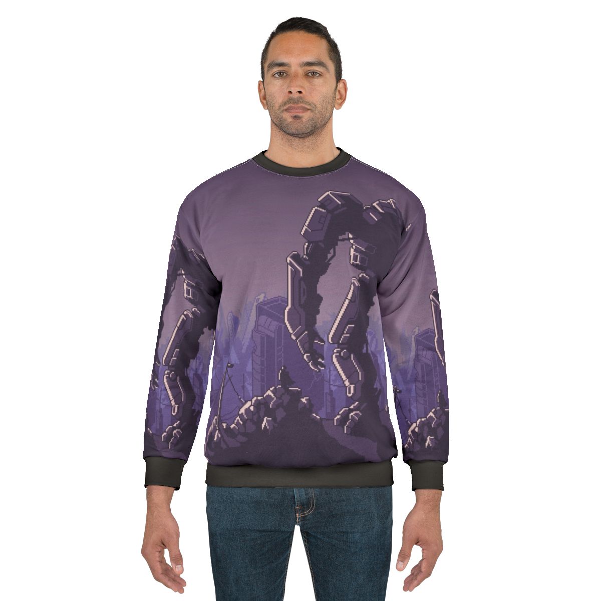 Into the Breach Mecha Sweatshirt with Sci-Fi Gaming Design