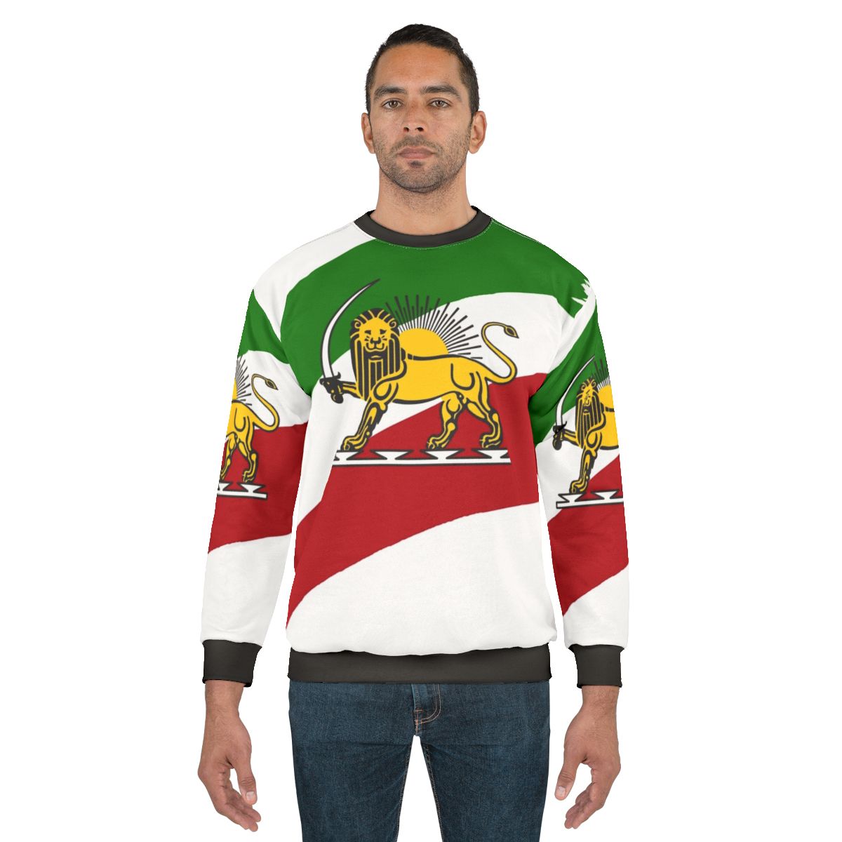 Iranian flag and lion design on a sweatshirt