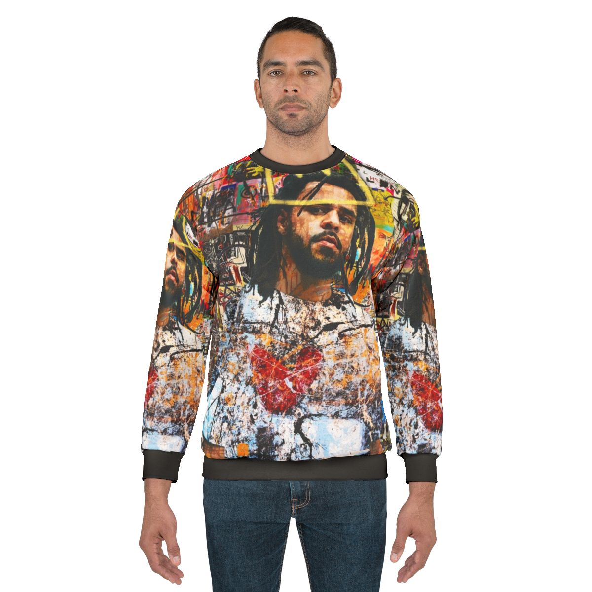 J Cole Portrait Sweatshirt - Rapper, Lyricist, Poet Tribute