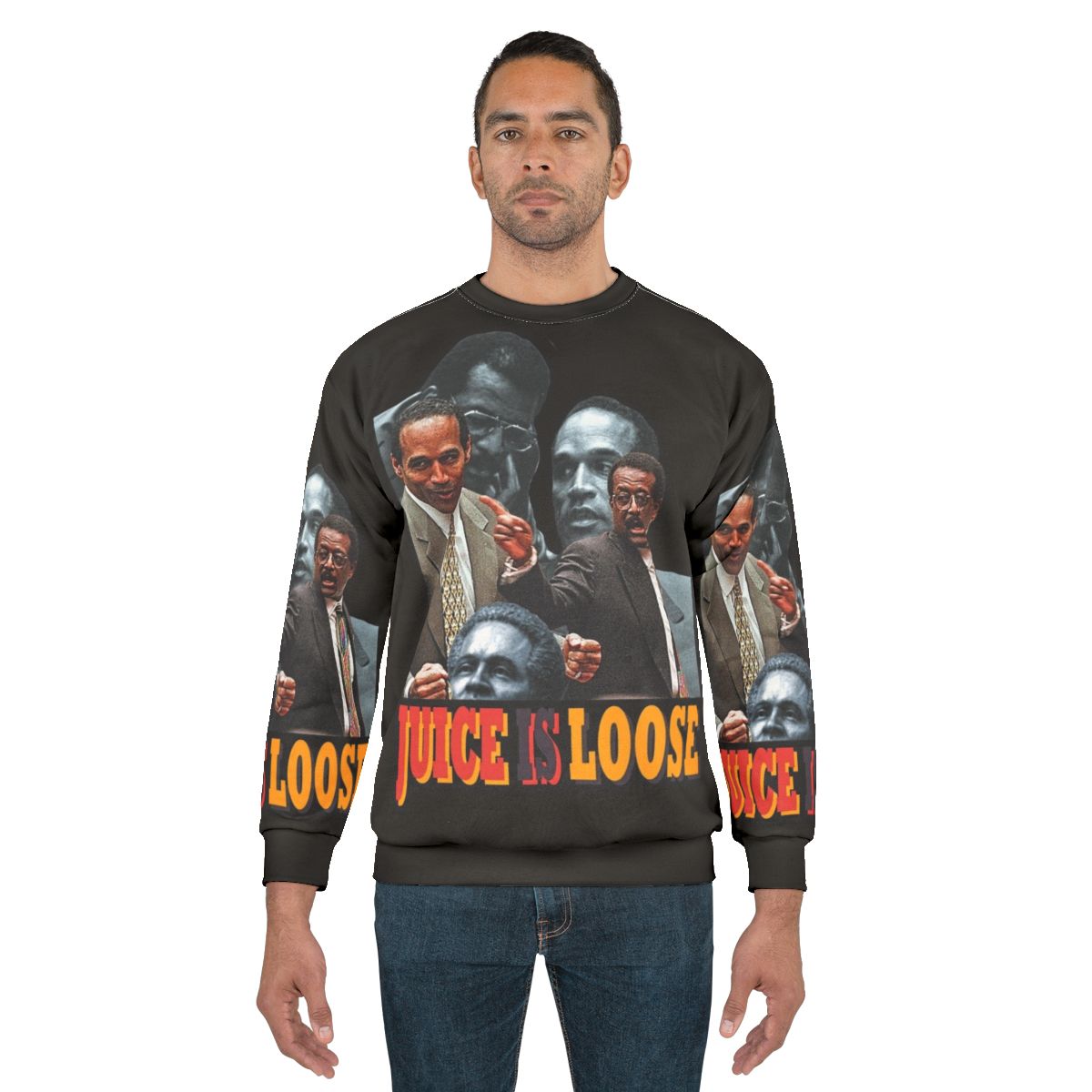 Vintage 90s sweatshirt with OJ Simpson "The Juice is Loose" design