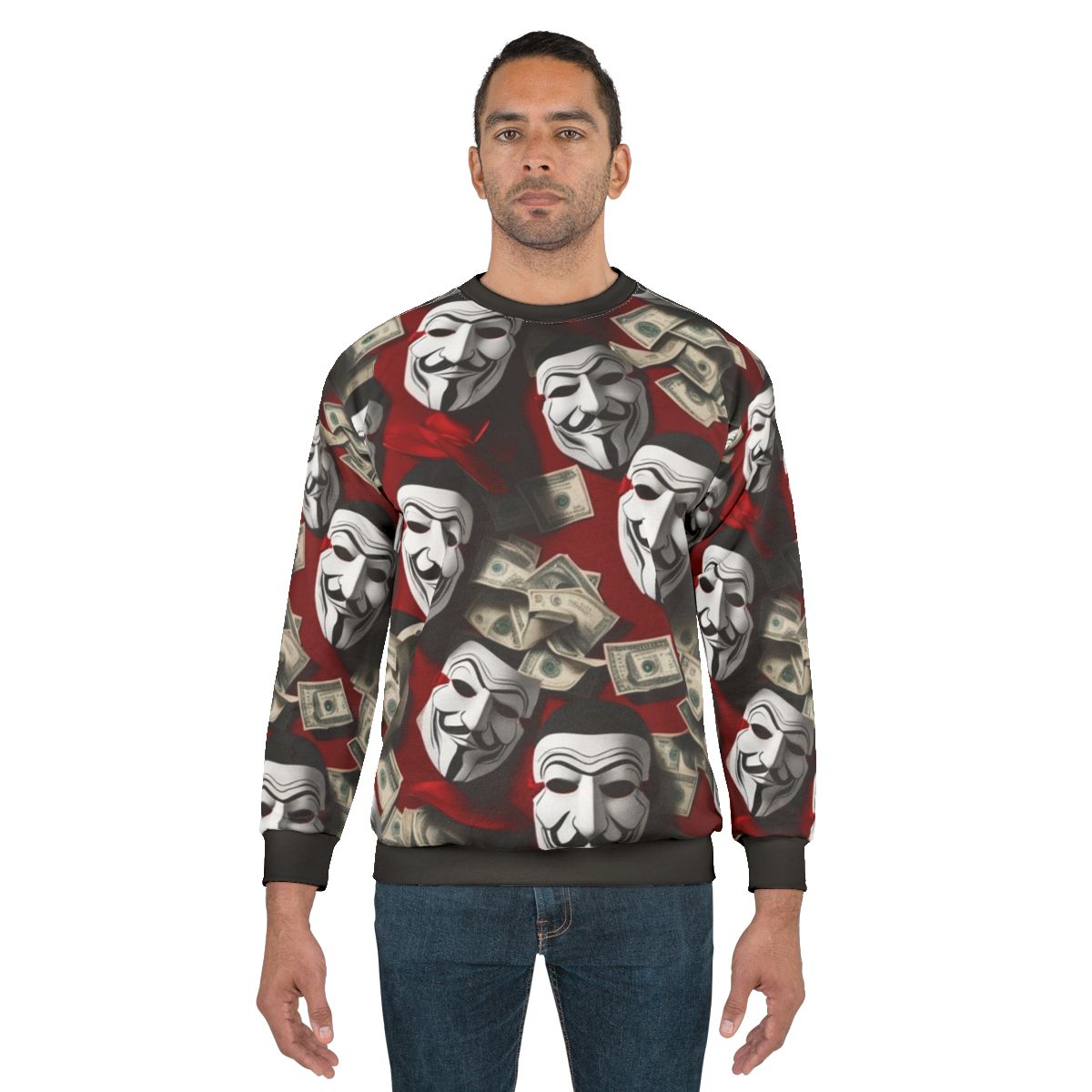 Money Heist fan art patterned sweatshirt