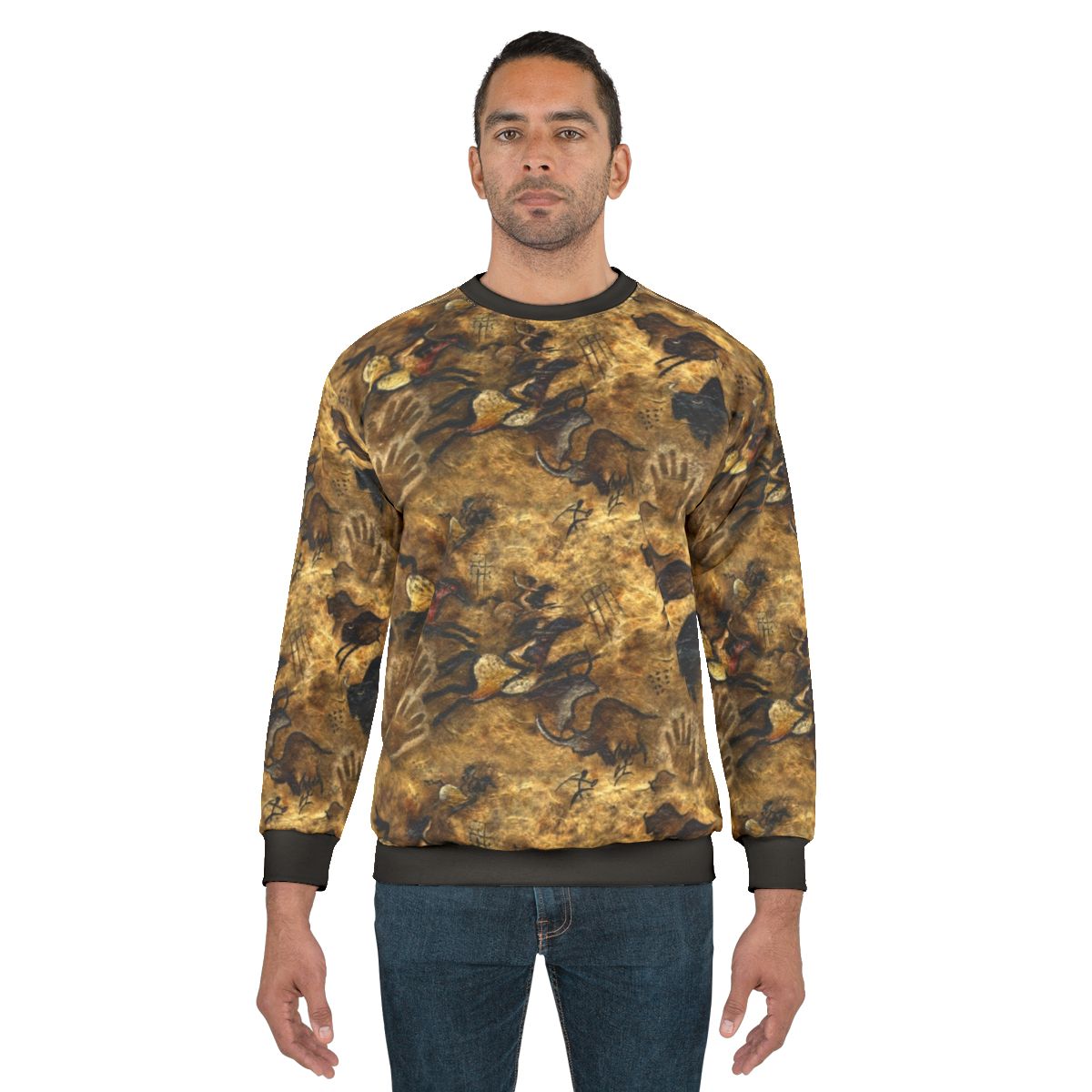 Lascaux Dreaming Sweatshirt featuring cave art and divine feminine design