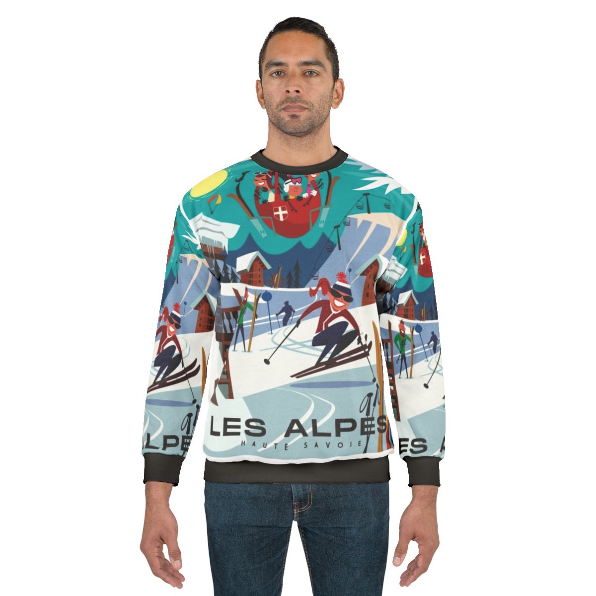 Retro ski poster design sweatshirt