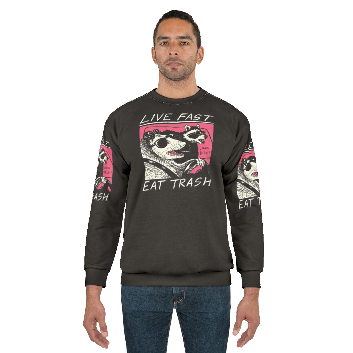 Retro 80s Live Fast Eat Trash Sweatshirt