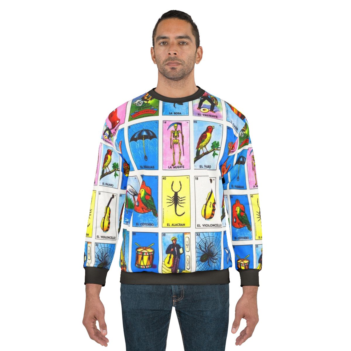 Mexican Lottery Bingo Sweatshirt with Mexican Cultural Symbols