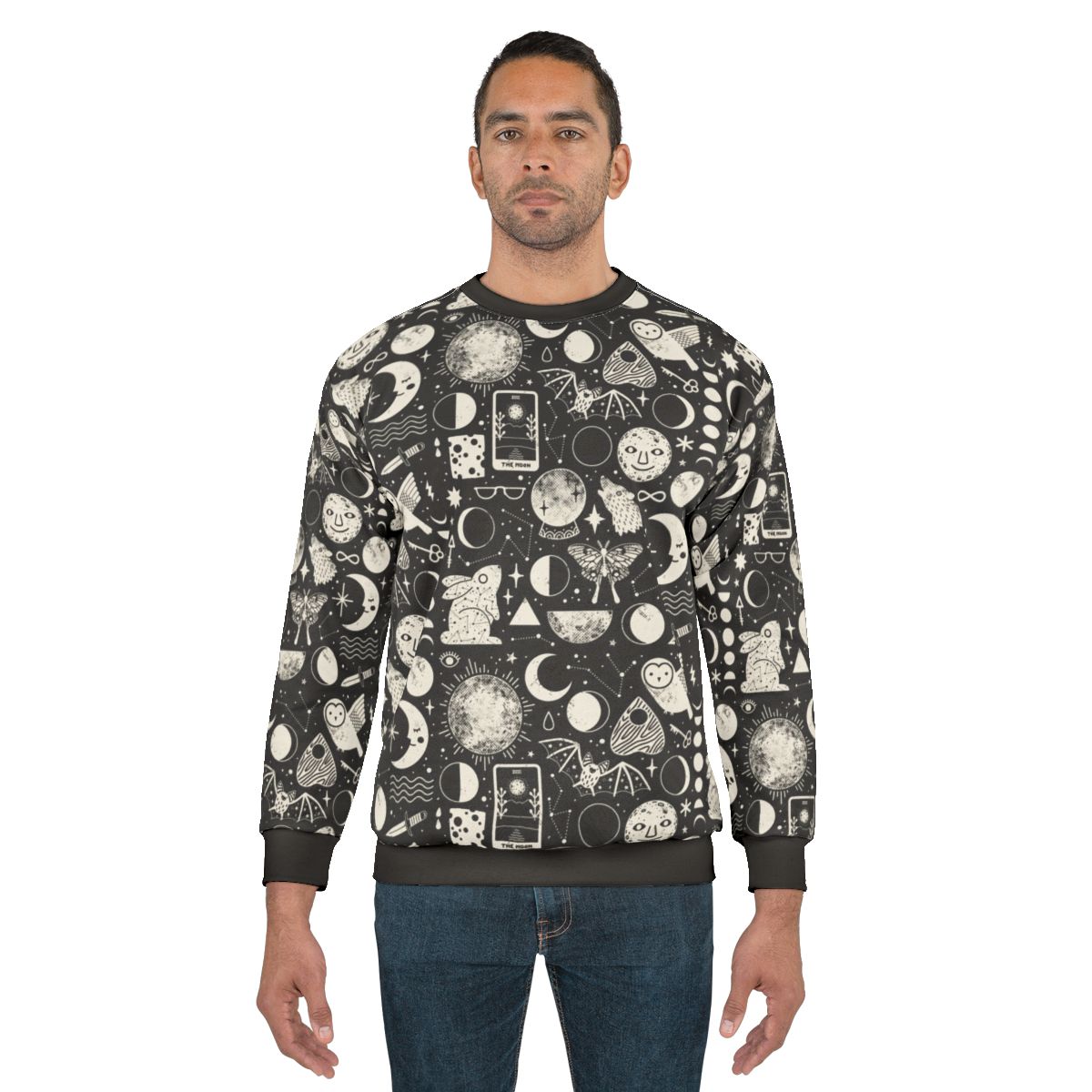 Lunar Pattern Eclipse Sweatshirt with celestial, witch, and witchy design