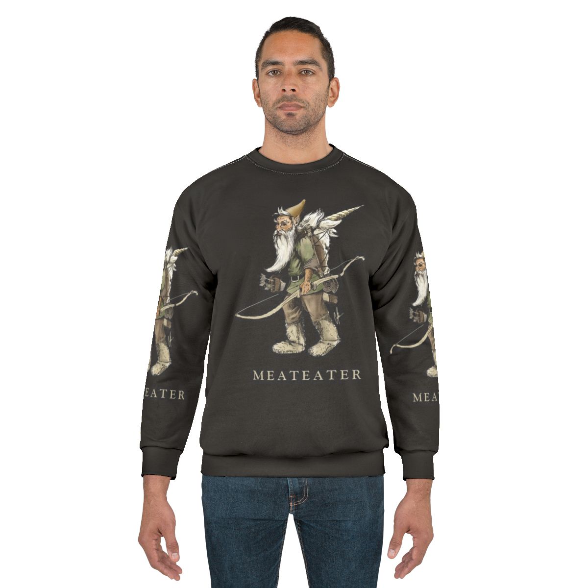 Meat Eater Gnome Packing out a Unicorn Graphic Sweatshirt