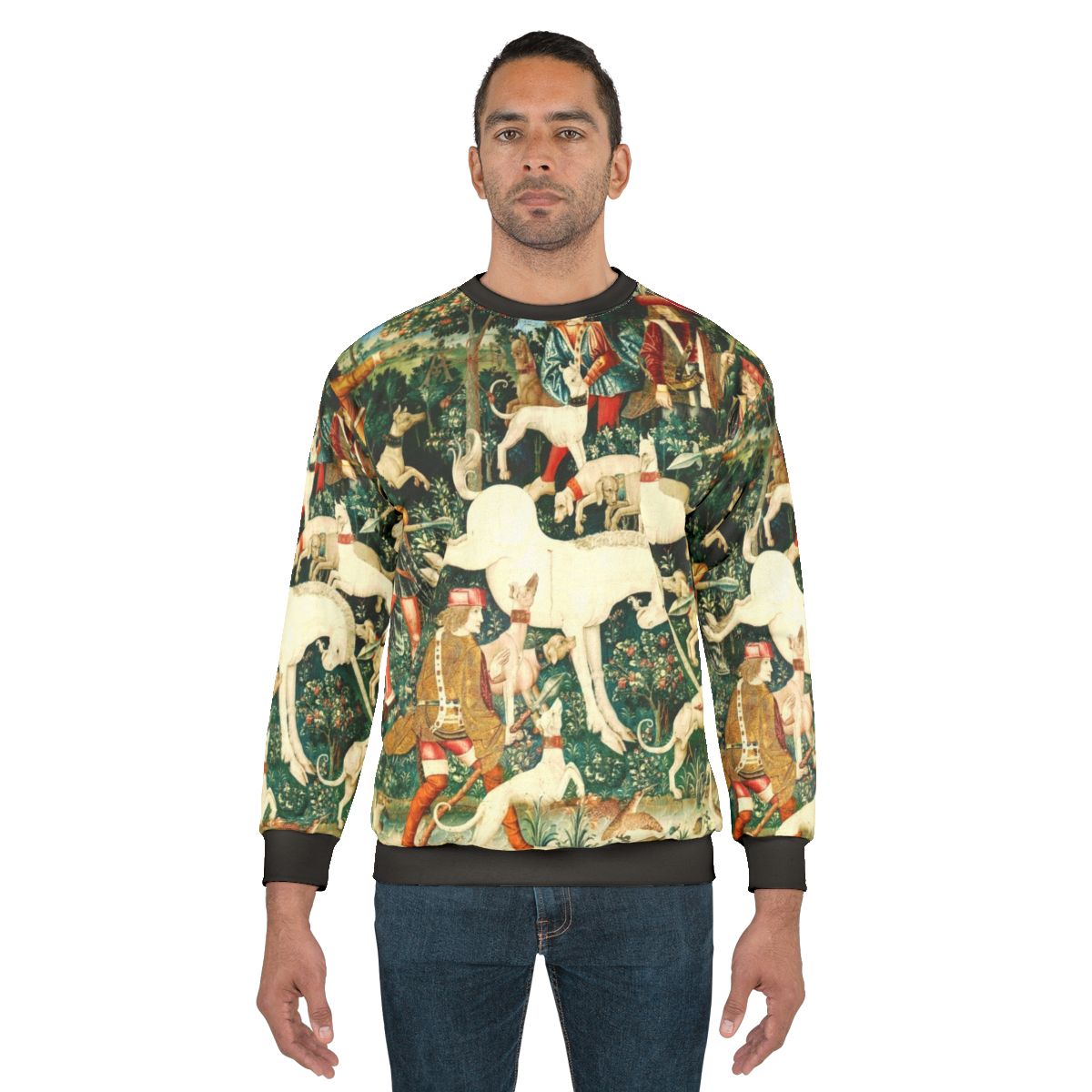 Medieval Unicorn Floral Tapestry Sweatshirt