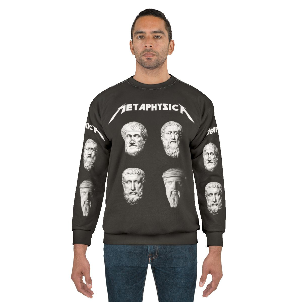 Metaphysical philosophy metal sweatshirt with existential humor