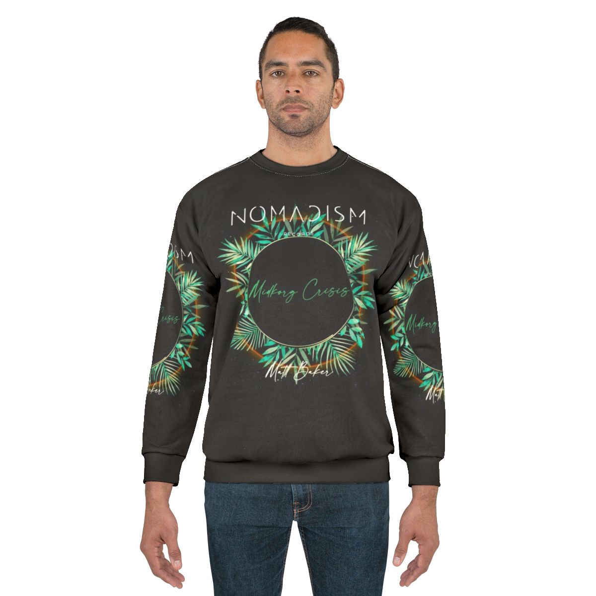 Midkorg Crisis Techno Sweatshirt with Leaves and Plants Design