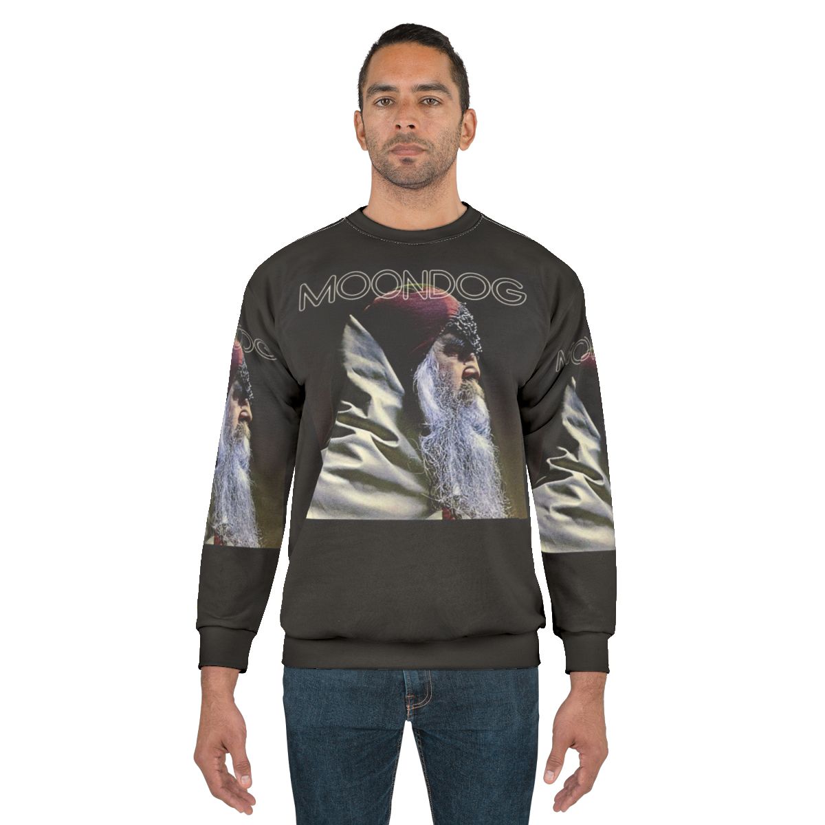 Moondog Musician Sweatshirt featuring iconic jazz and experimental music artist