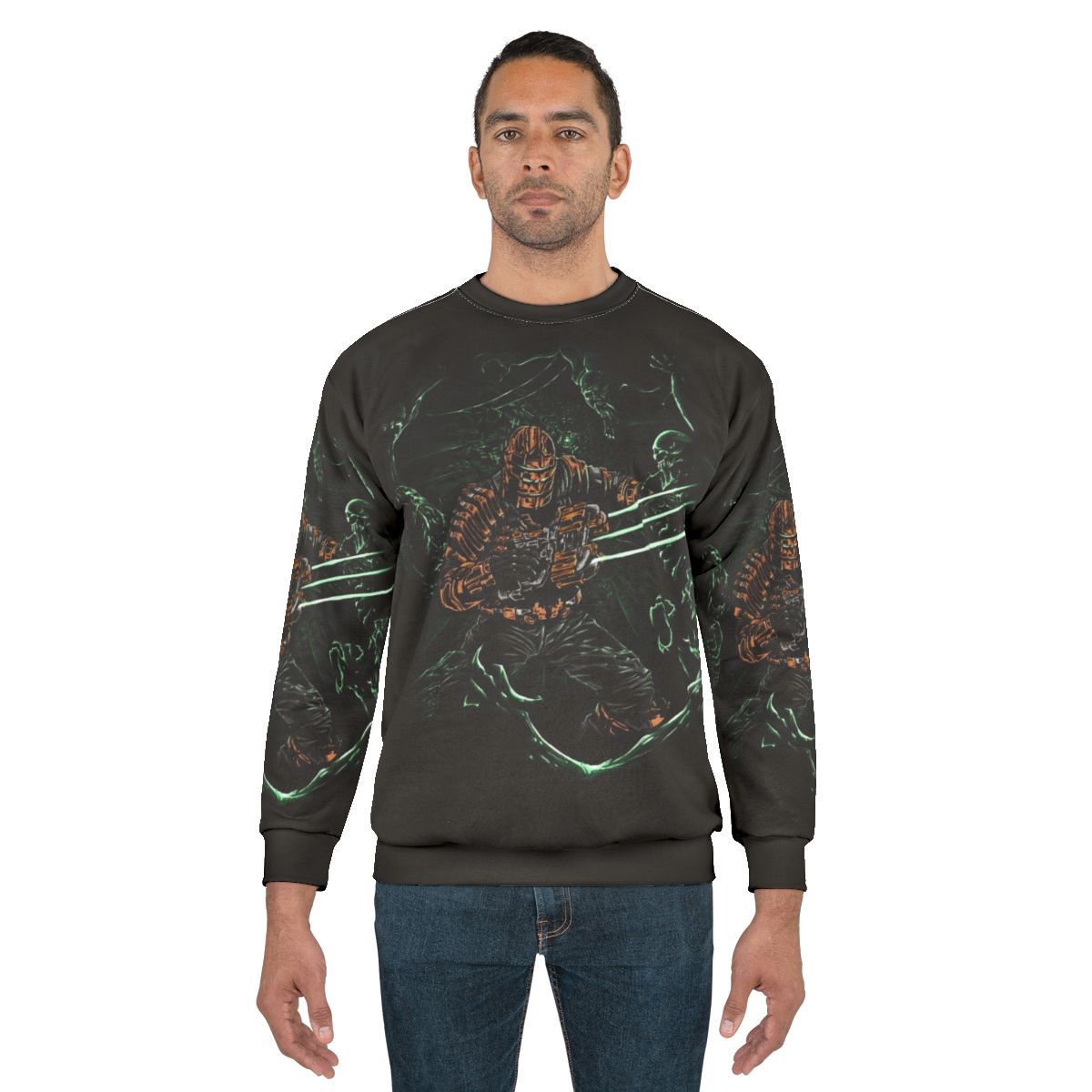 Necro Nightmare Sweatshirt with Cosmic Horror and Sci-Fi Gaming Designs
