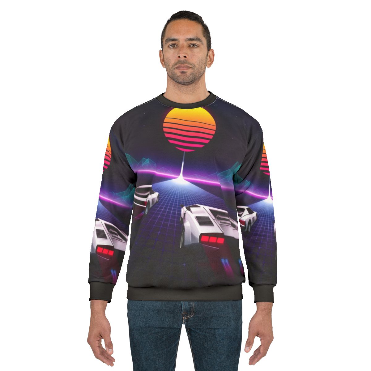Neon Skyway Retro 80s Sweatshirt with Pop Art Racing Design