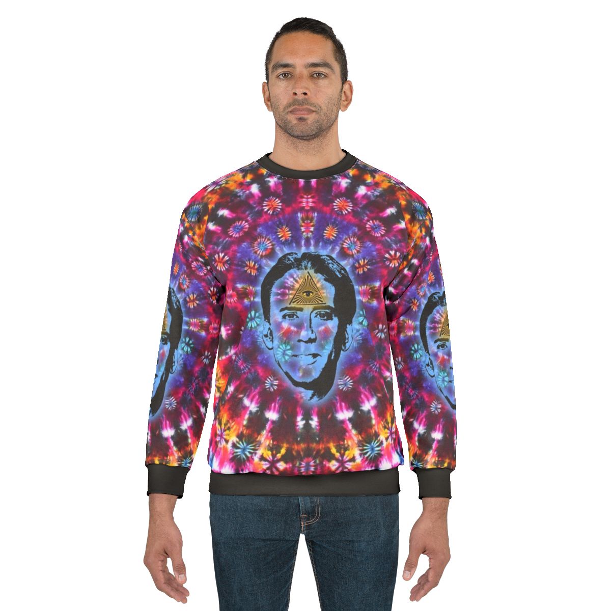 Nicolas Cage tie-dye Shambhala inspired sweatshirt