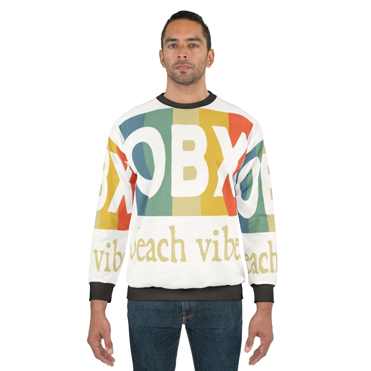 Obx Beach Vibes Sweatshirt with Retro Sunset Graphic
