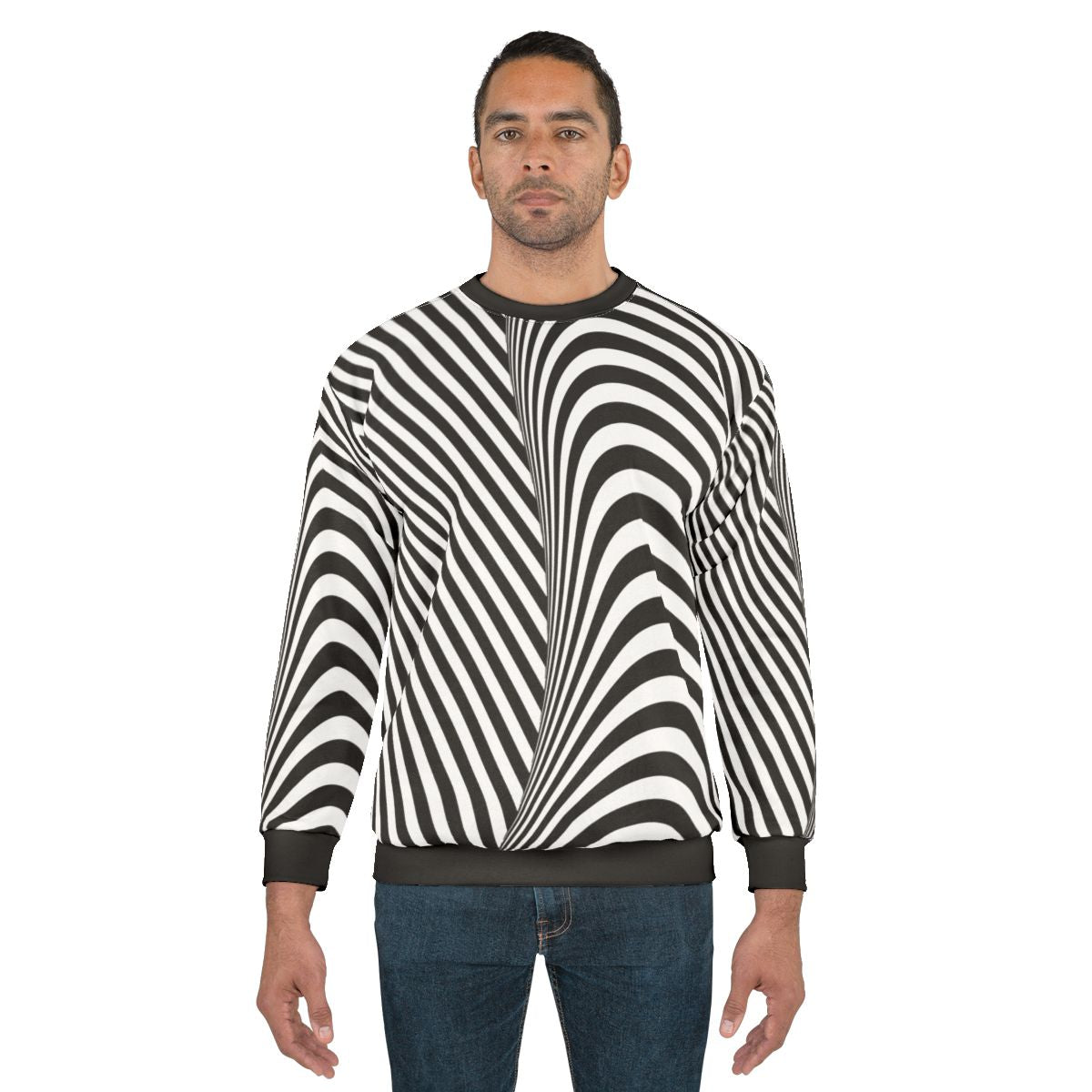Optical illusion wave black and white sweatshirt