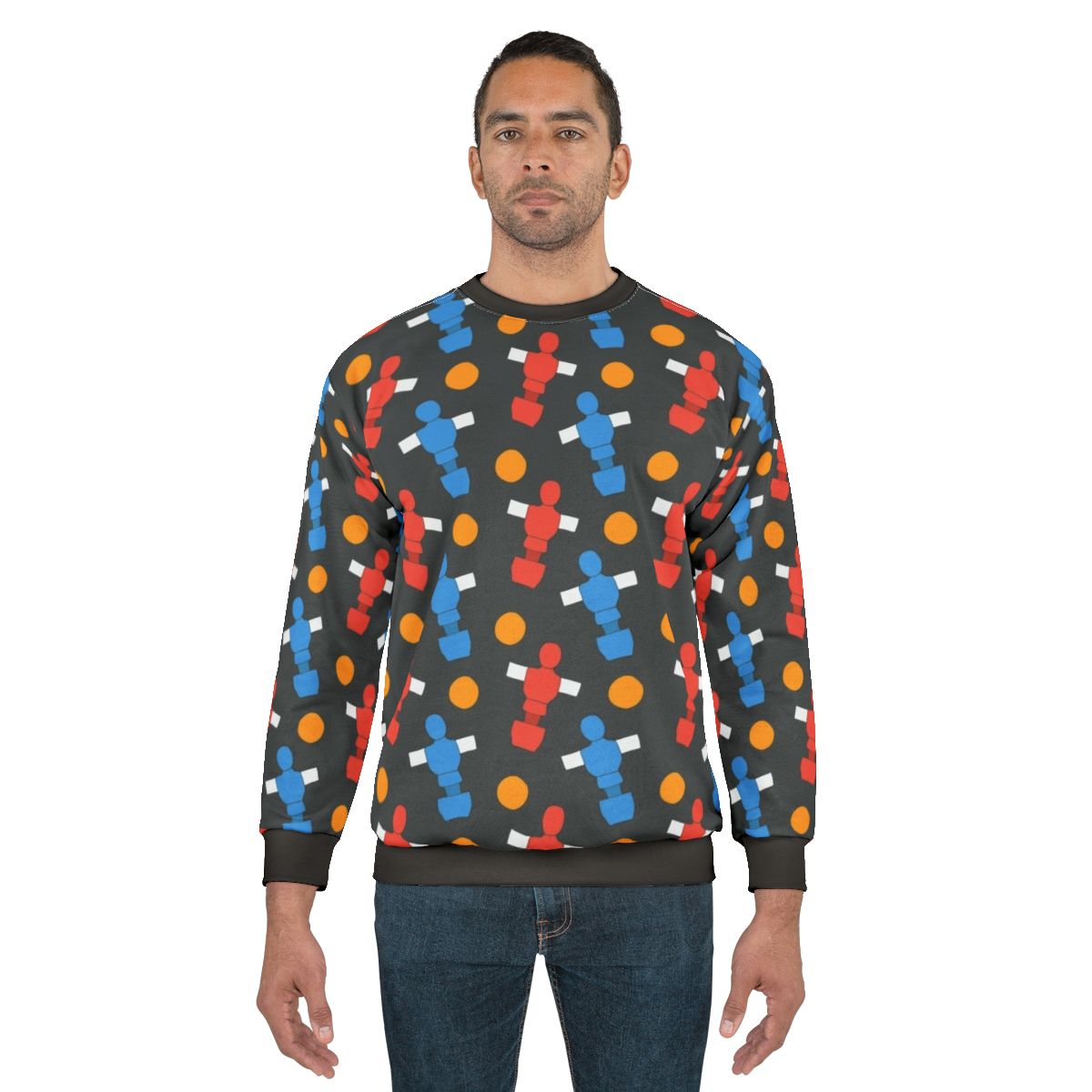 Table football players and ball design on a sweatshirt