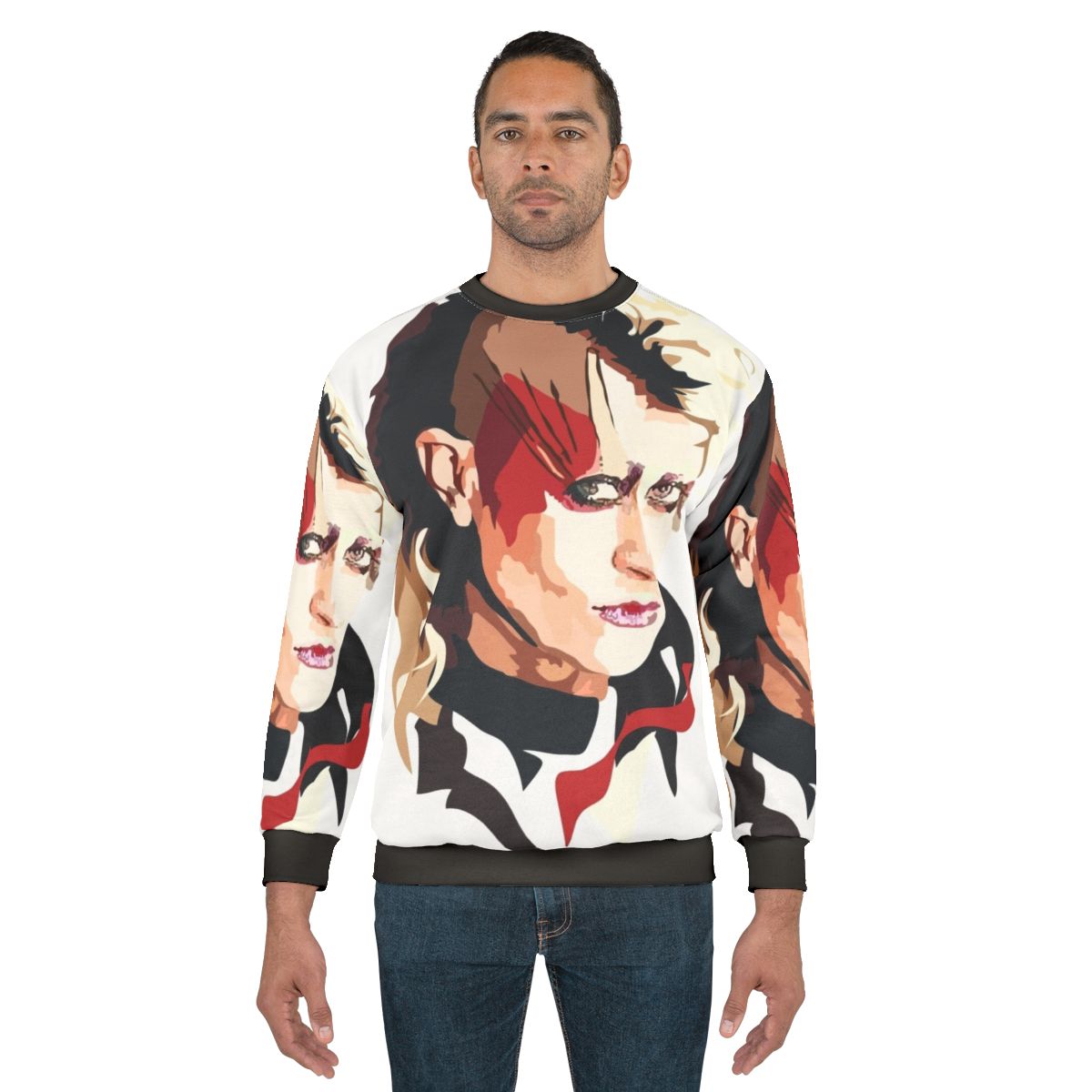 Peaches sweatshirt featuring a modern portrait of the female artist