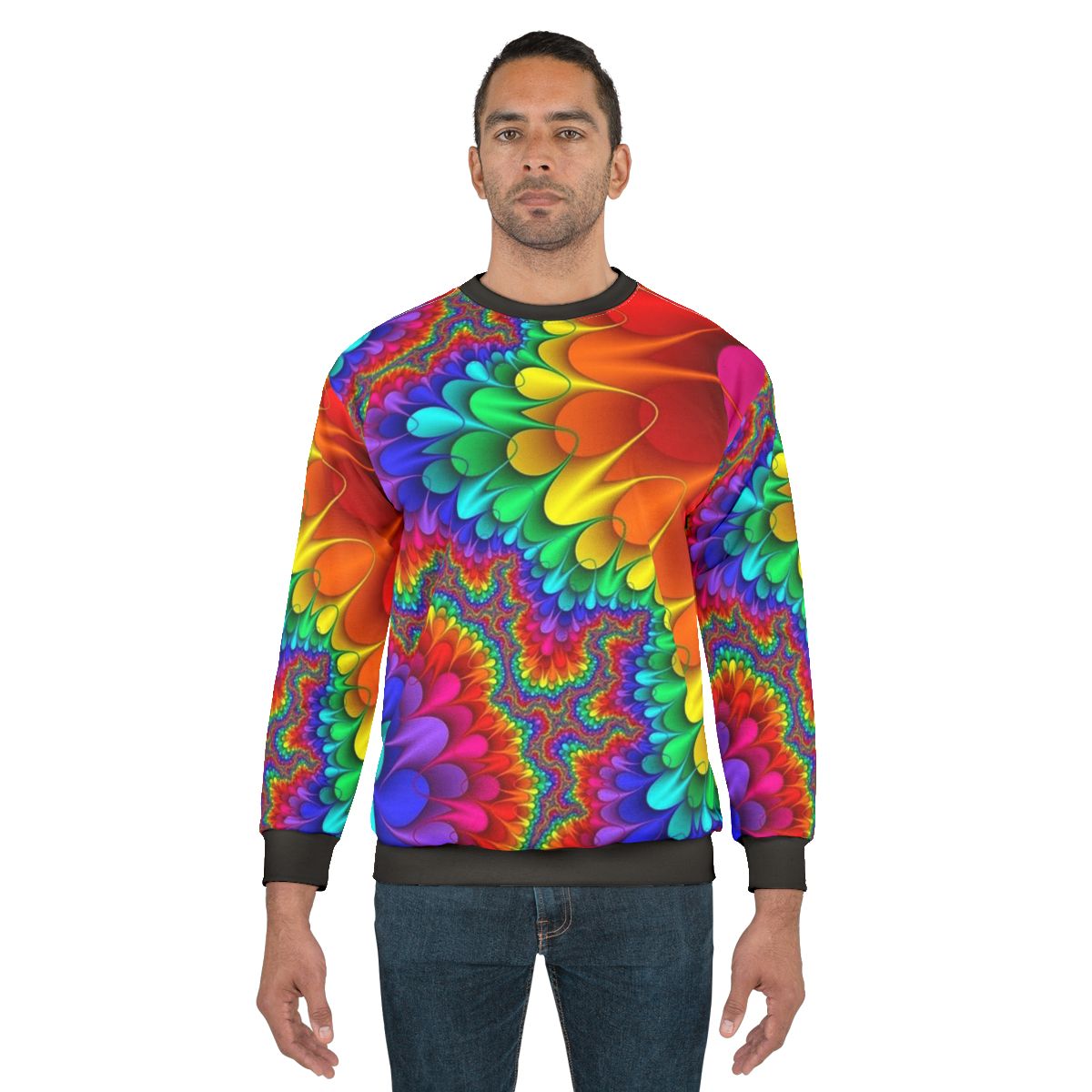 Psychedelic tie-dye rainbow sweatshirt