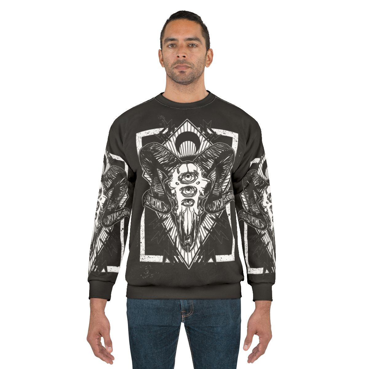 Ram skull monochrome sweatshirt design