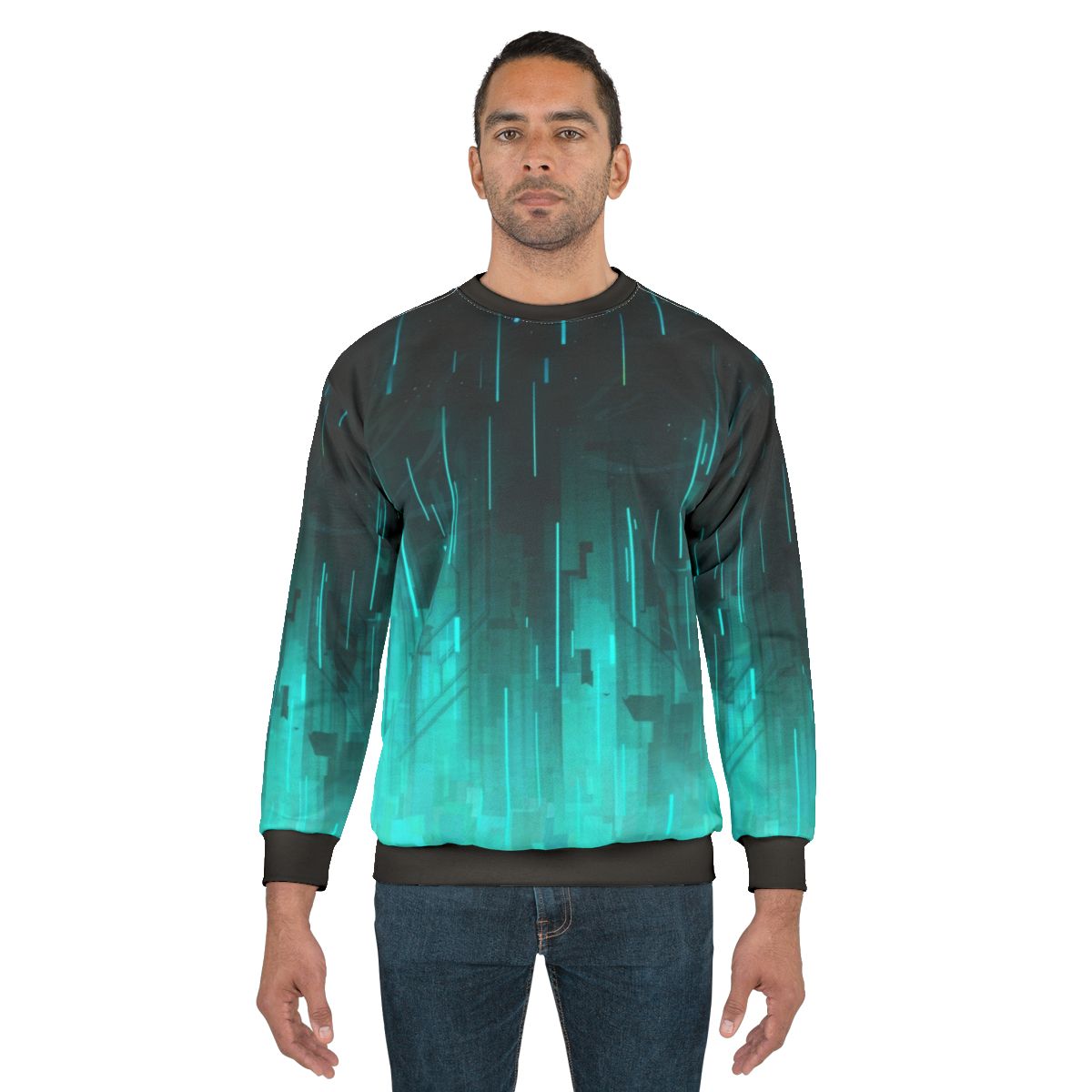 Geometric abstract sweatshirt with tech-inspired design