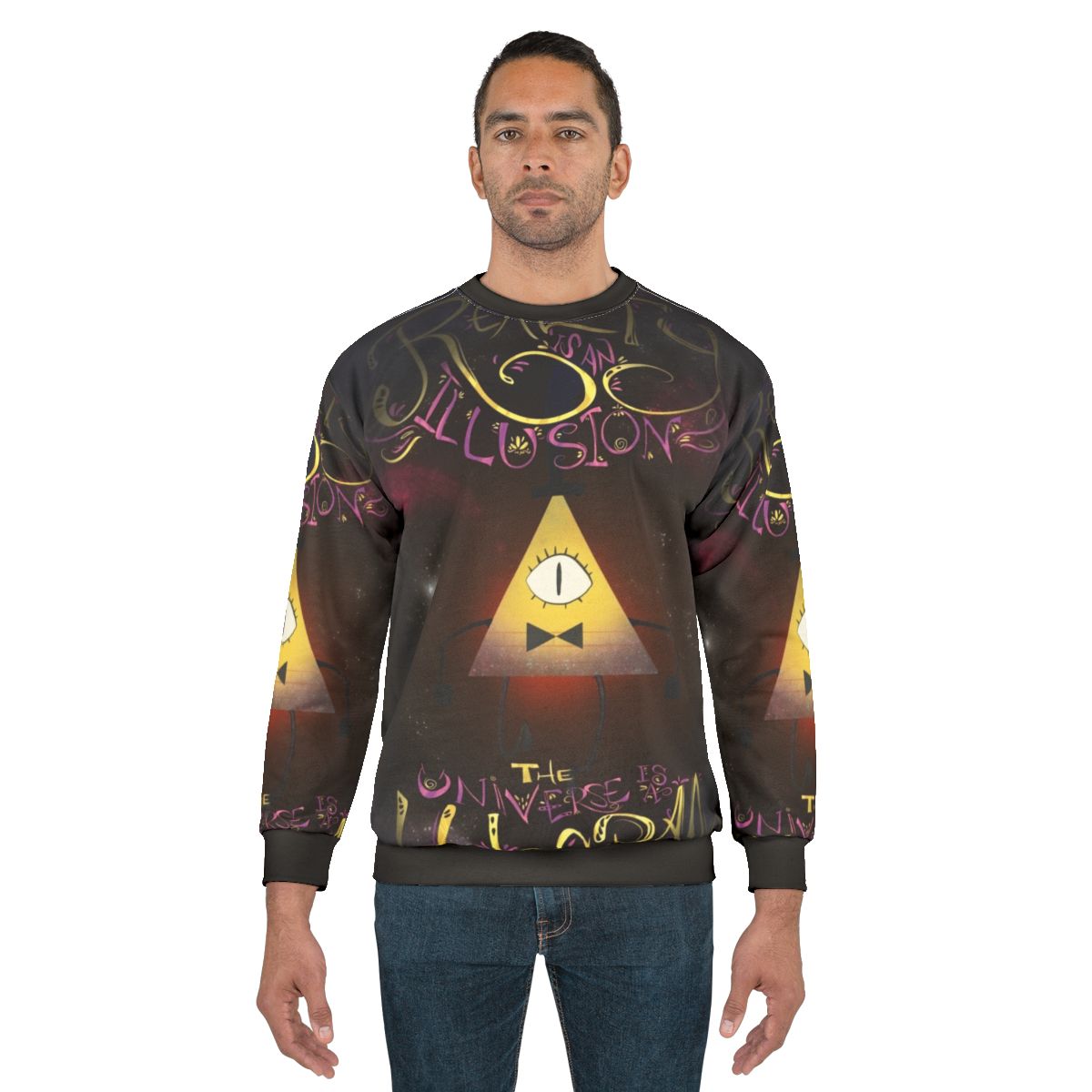 Bill Cipher "Reality Is An Illusion" Gravity Falls Holographic Sweatshirt