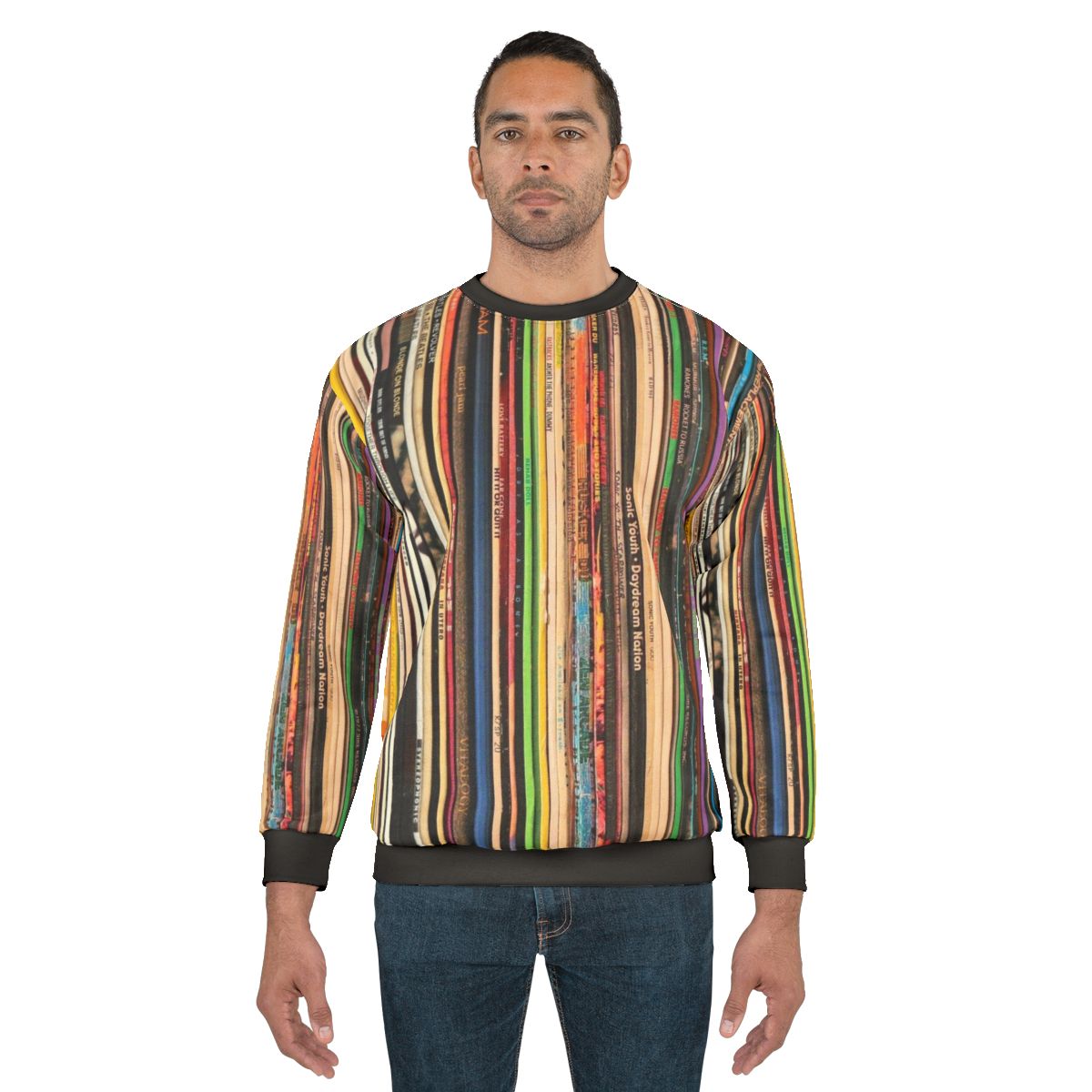 Vinyl Collector Sweatshirt featuring a turntable and record collection design