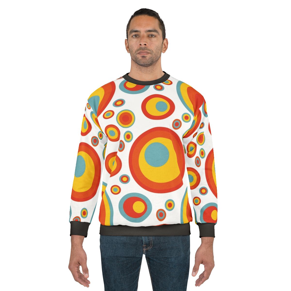 Retro 70s psychedelic geometric pattern sweatshirt