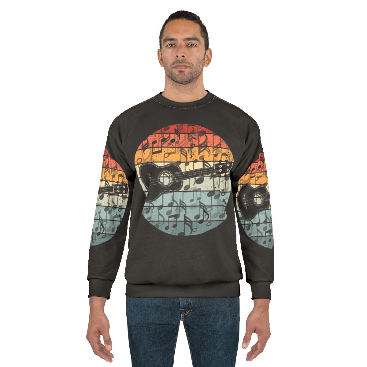 Retro ukulele player funny music sweatshirt