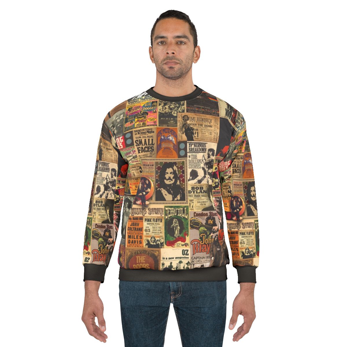 Vintage rock n roll sweatshirt with sixties and seventies music legends