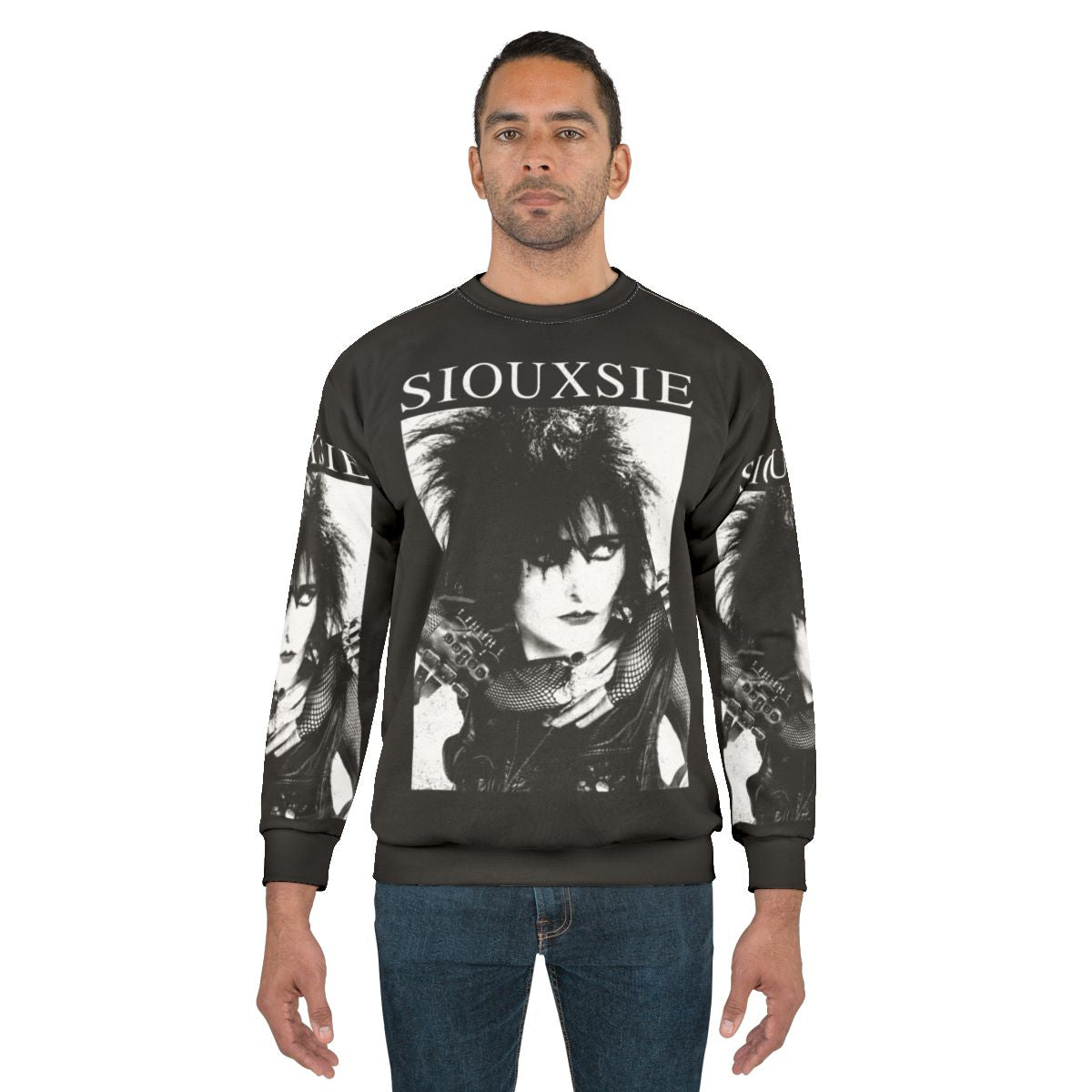 Siouxsie Sioux goth inspired sweatshirt with punk rock design