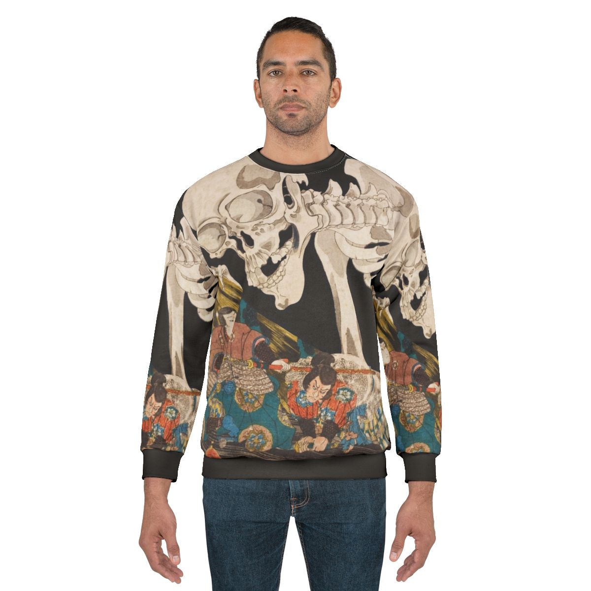 Skeleton Ghost Ukiyo-E Woodblock Print Sweatshirt