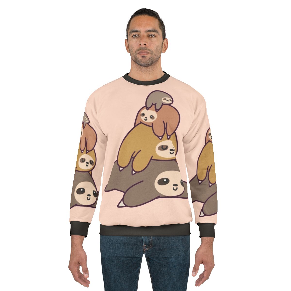 Sloth Stack Sweatshirt - Cute Cartoon Sloth Design