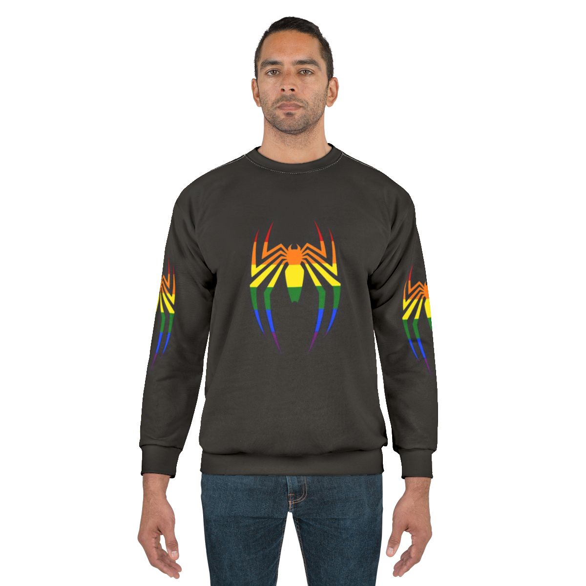 Spider Symbol Rainbow Sweatshirt for Gamers and Comic Fans