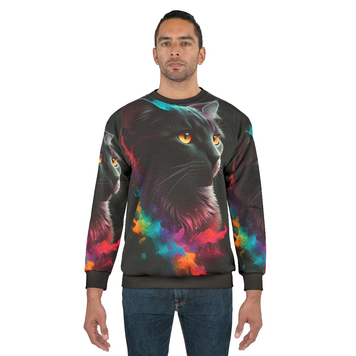 Splash cat neon print cozy sweatshirt