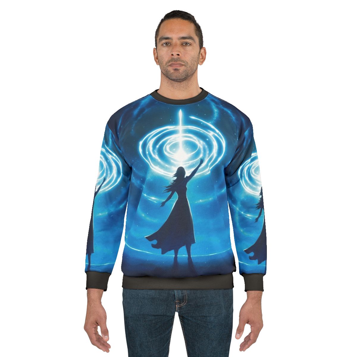 Magical star mage sweatshirt with fantasy galaxy and silhouette design