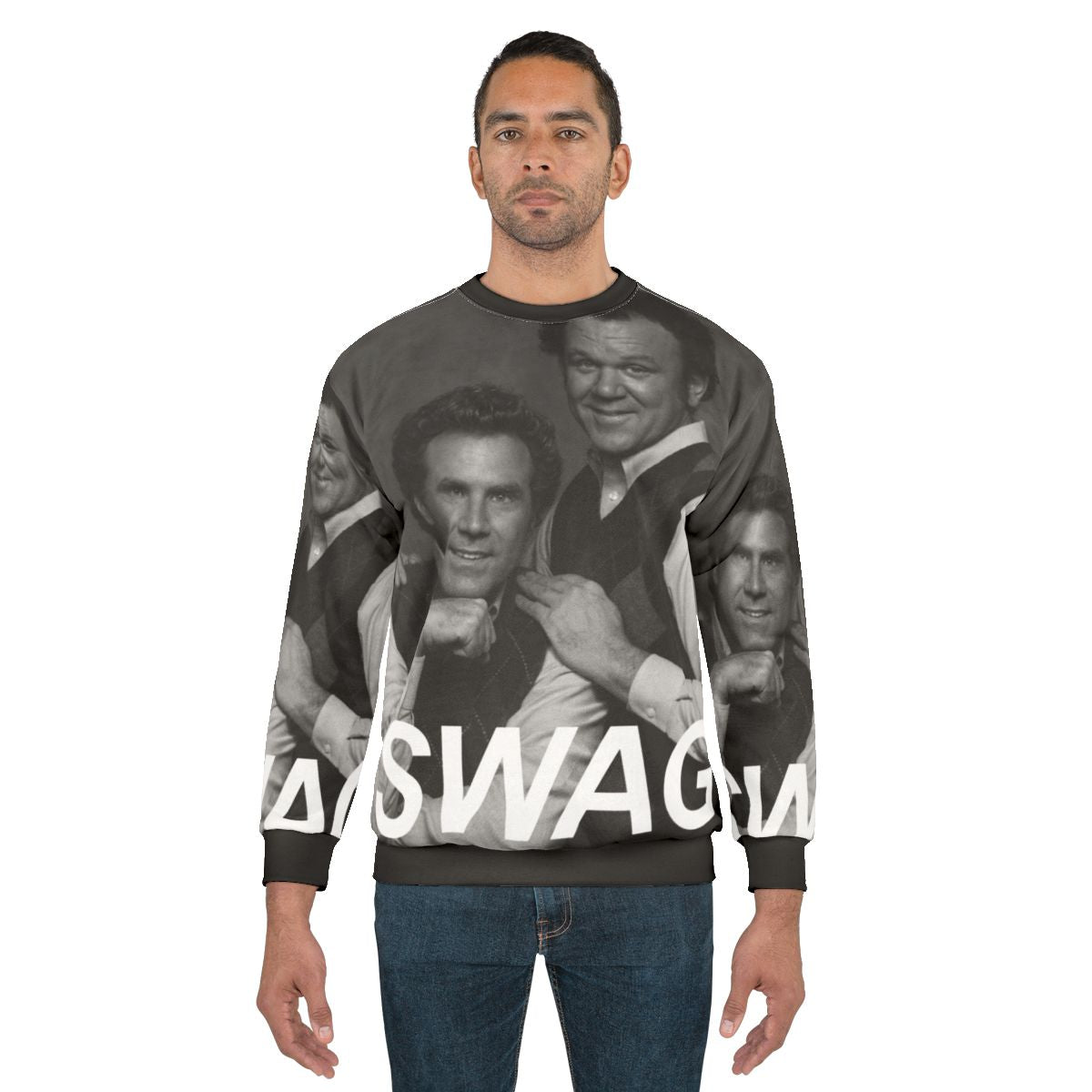 Step Brothers movie themed sweatshirt with a graphic portrait of Will Ferrell and John C. Reilly