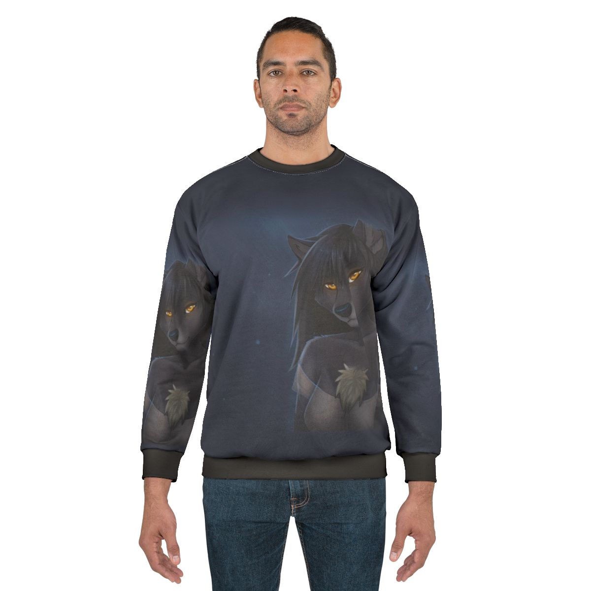 Furry wolf anthro wearing summer storms sweatshirt
