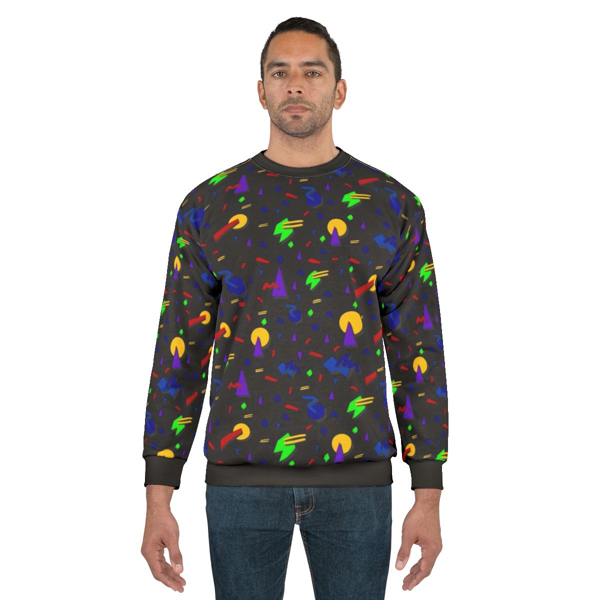 Neon 90s retro sweatshirt with glow-in-the-dark patterns