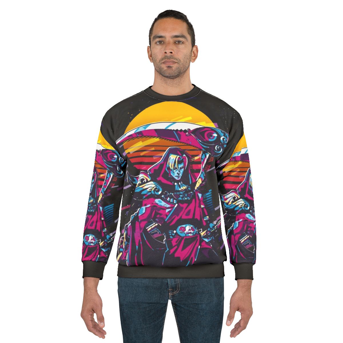 Thanatos Hades Retro 80s Sweatshirt with Greek Mythology Fan Art Design