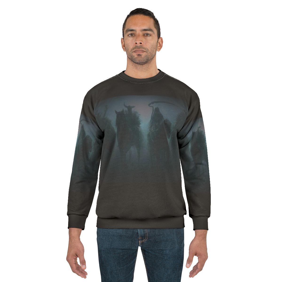 "The Dead" Horror Sweatshirt with Skeleton and Apocalyptic Imagery